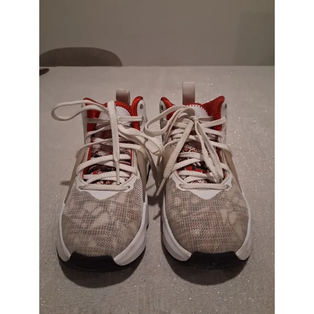 Nike LeBron 19 Sketch White Red Black DD0421-101 Kids PS Size 11C Used No...